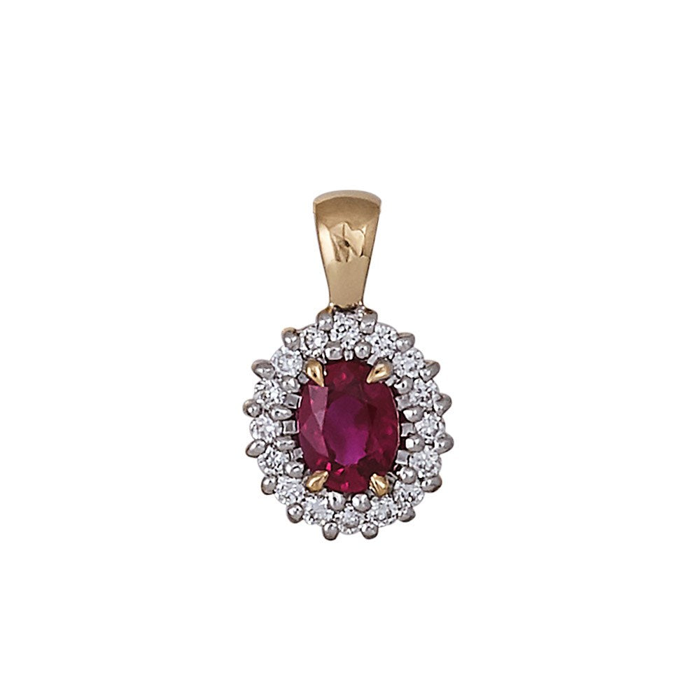 14kt. Goldanhänger m/Rubin und dia 0.07ct W/SI