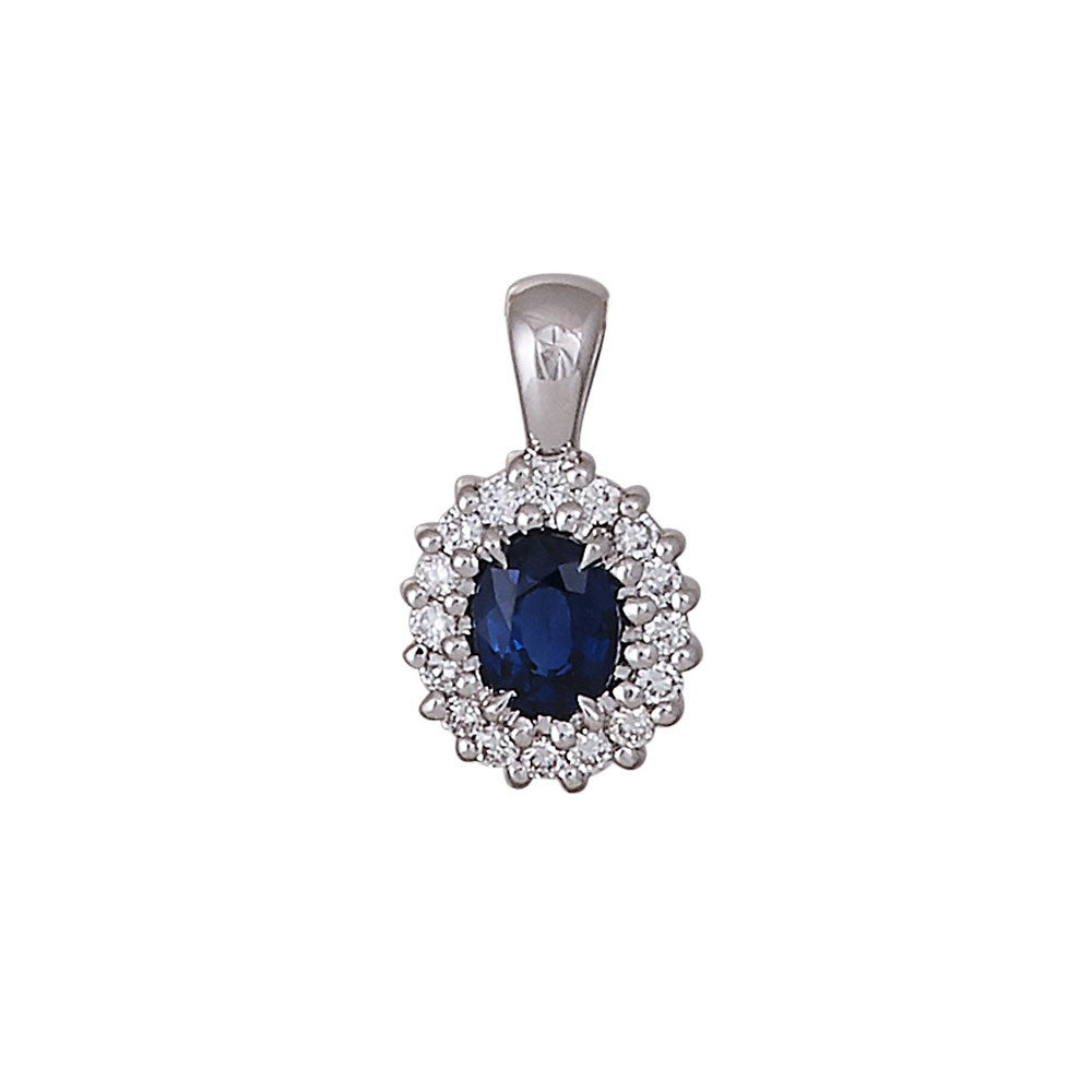 14kt. guldvedhæng m/safir og dia 0.07ct W/SI