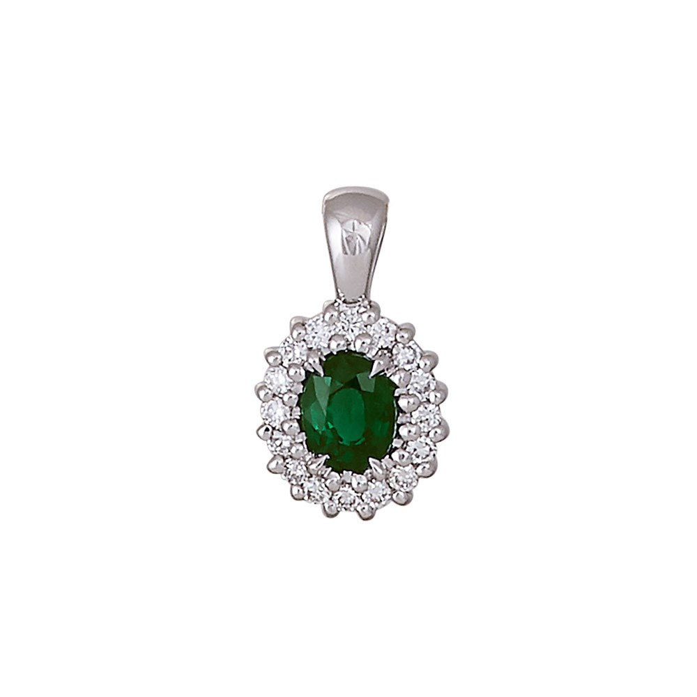 14kt. Goldanhänger m/Smaragd und dia 0.07ct W/SI