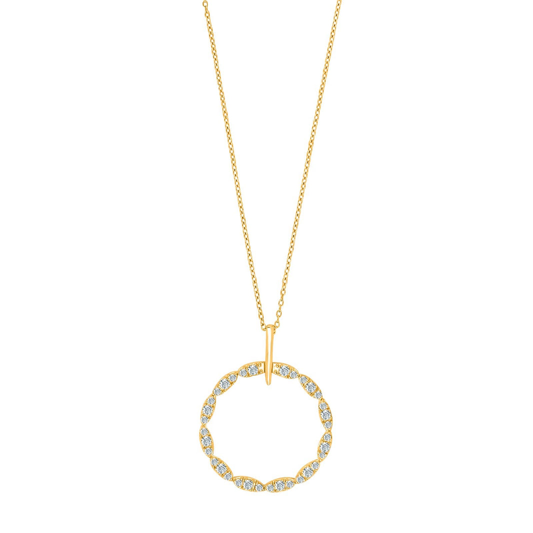 8kt. Goldanhänger m/cz und Verg. Silberkette