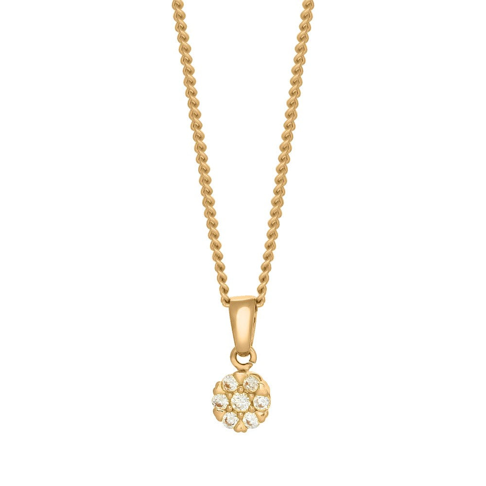 8ct. gold pendant w/cz and goldpl. chain