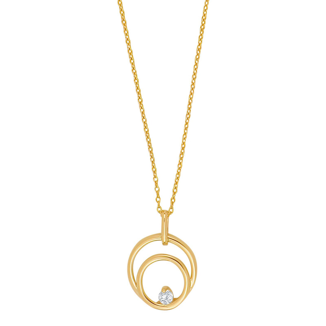 8kt. Goldanhänger m/cz und Verg. Silberkette