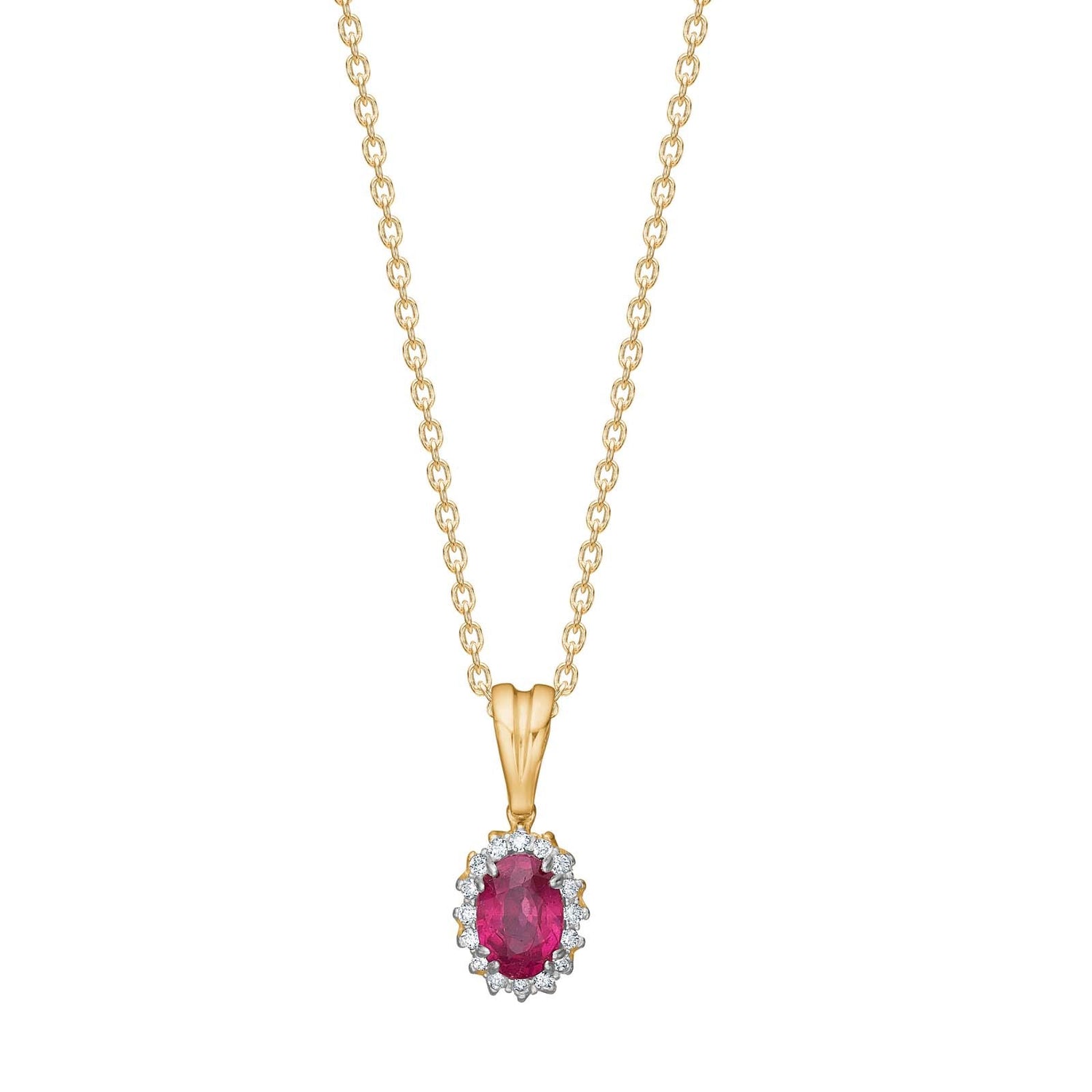14kt. Anhänger m. Rubin und 0.064ct W/SI