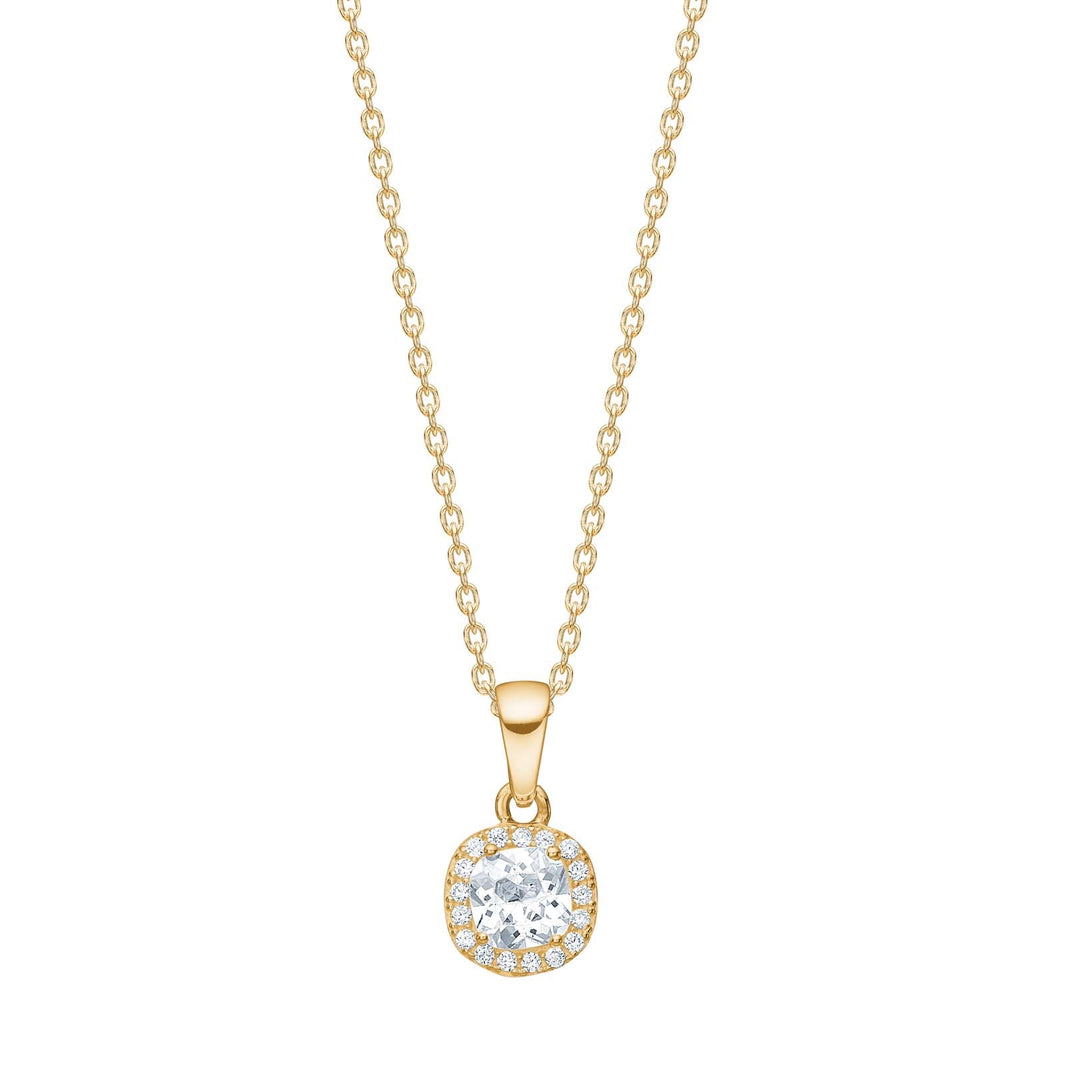 8ct. gold pendant w/cz incl. gp silver chain