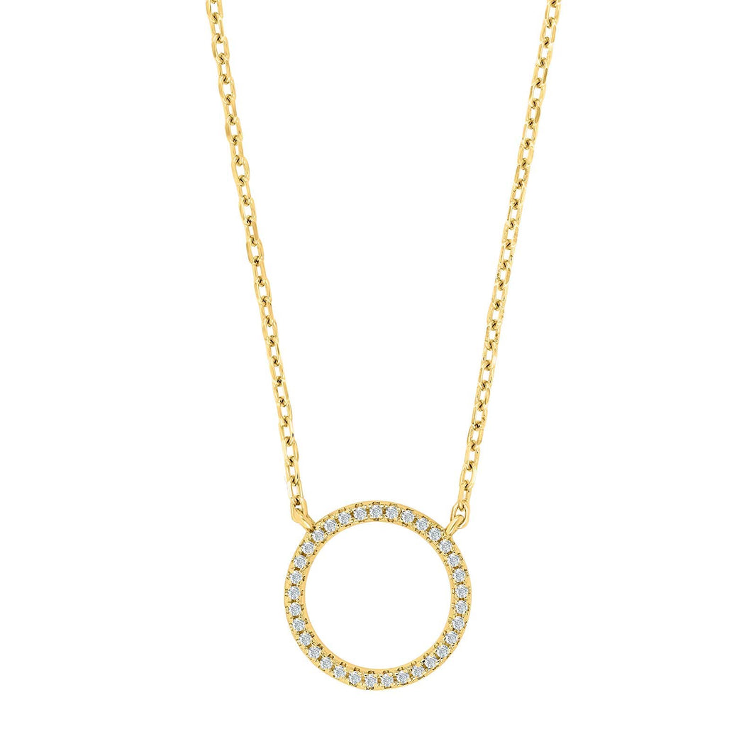 Circle pendant ANNANOR w/ chain - Gold plated