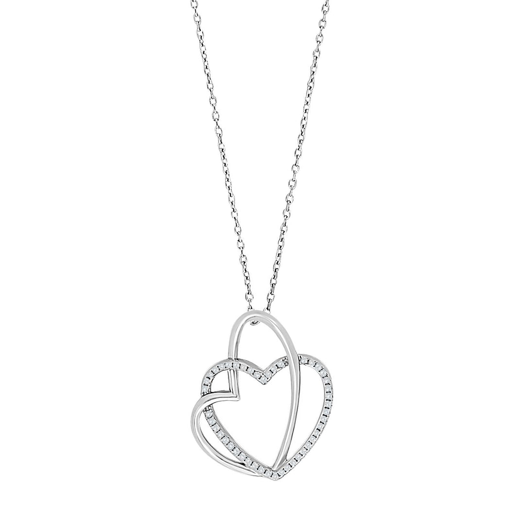 Silver rhd. heart pendant incl. chain
