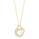 Goldp rhd. heart pendant incl. chain