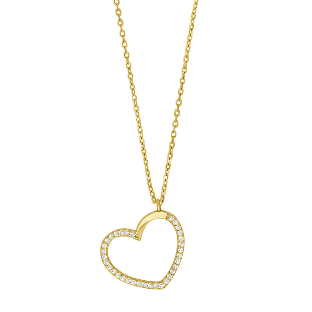 Goldp. silver pendant heartplate w/cz