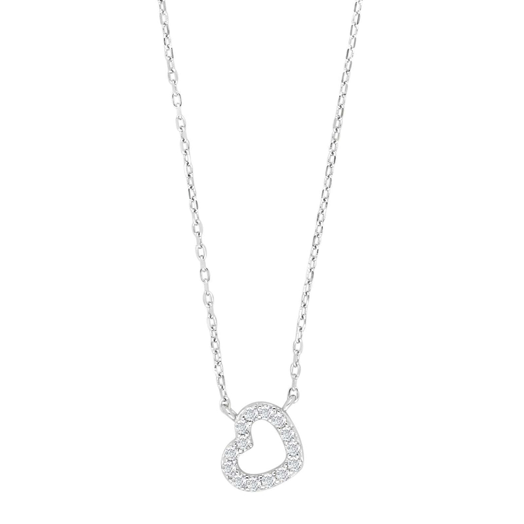 Rhod. Silber Halskette Herz m/cz