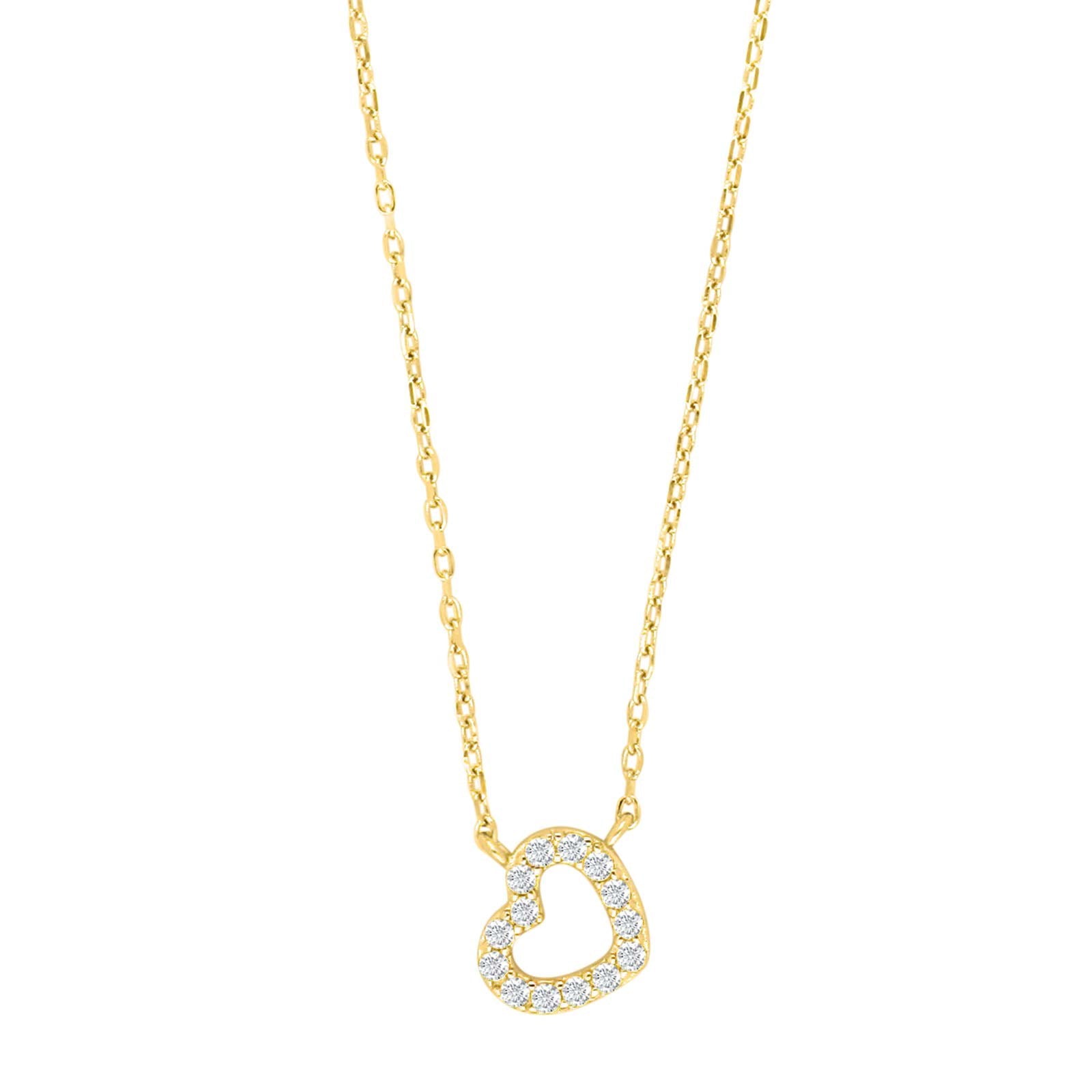 Goldplated silver necklace heart w/cz