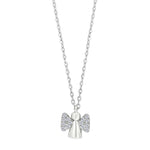 Rhod. silver necklace angel w/cz