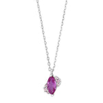 Rhod. Silber Halskette m/cz Pink rubinrot mix