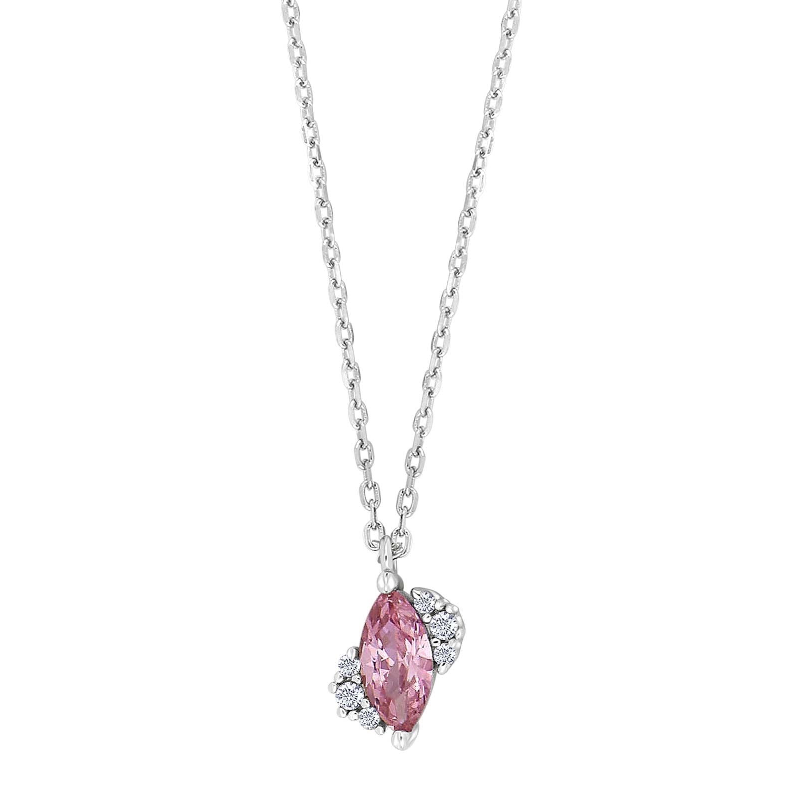 Rhod. Silber Halskette m/cz Rosa mix