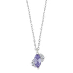 Rhod. Silber Halskette m/cz Lila mix