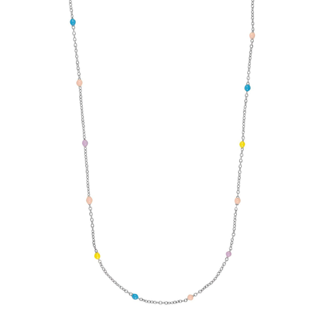 Rhd. sølvhalskæde m. emalje kugler