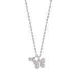 Rhod. Silber Halskette Schmetterling m/ rosa cz
