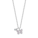 Rhod. Silber Halskette Schmetterling m/ rosa cz