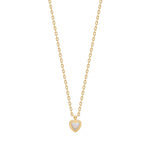 Goldp. silver necklace heart w/ white opal