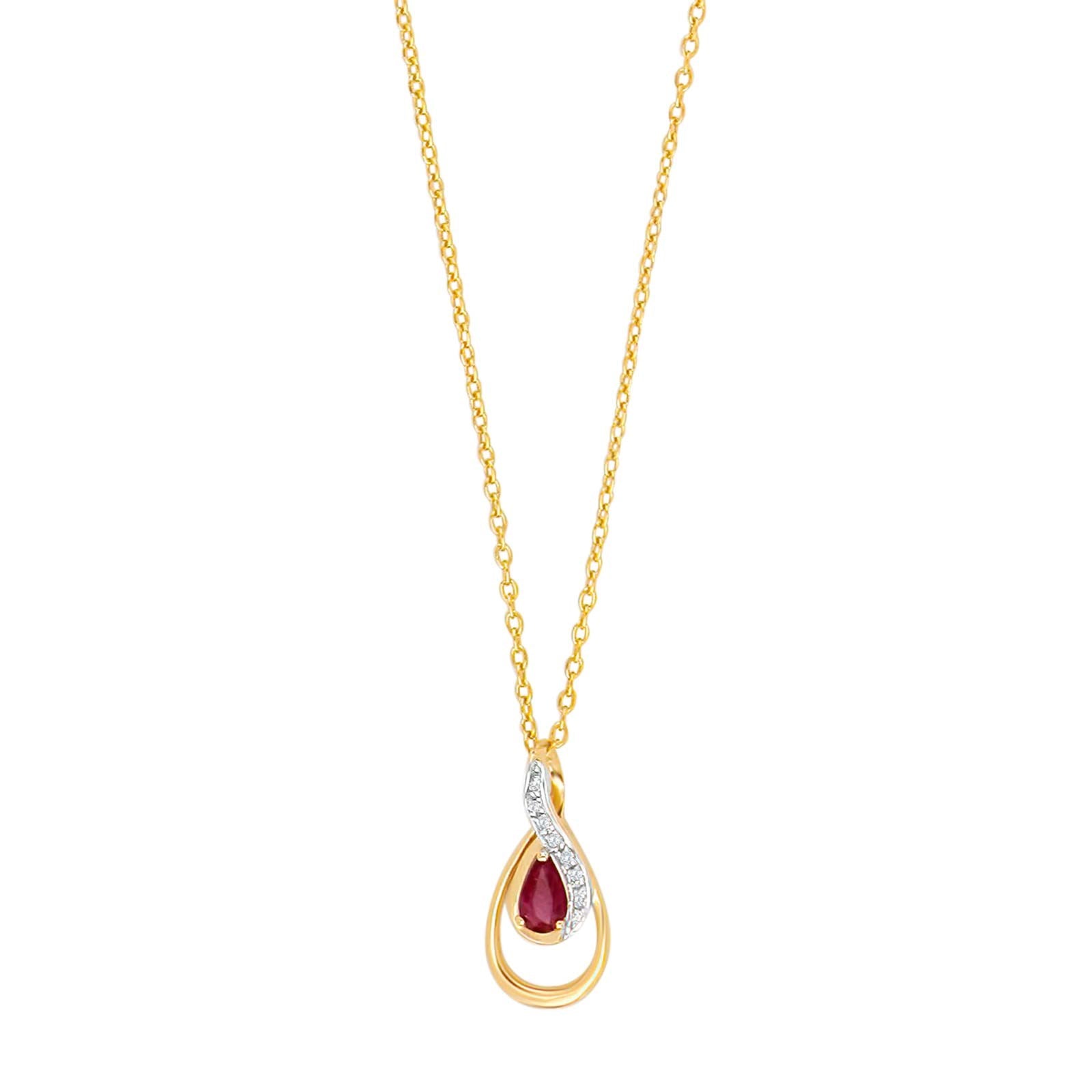 14ct. gold pendant w. Ruby andt 0,024ct W/SI