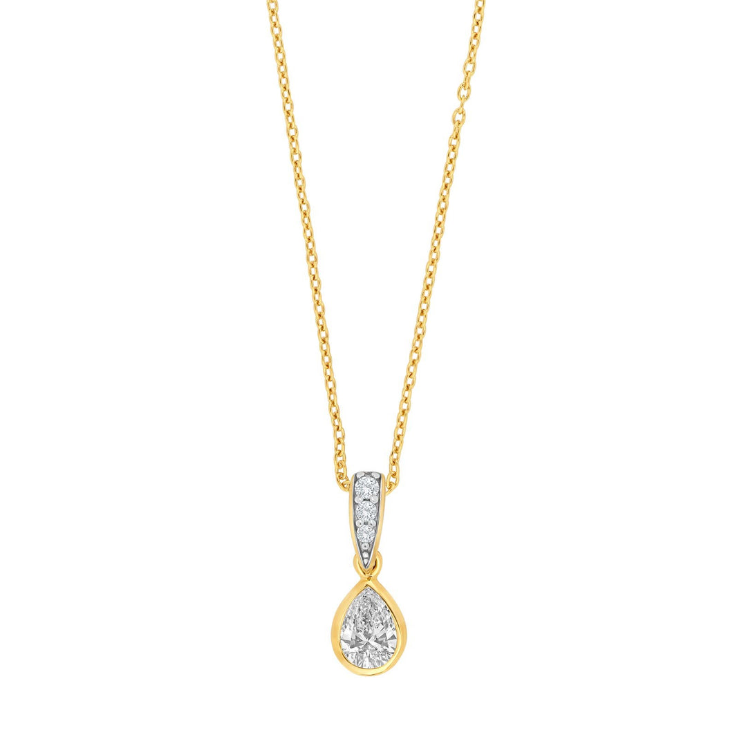 8ct. gold pendant w/cz incl. goldpl. chain