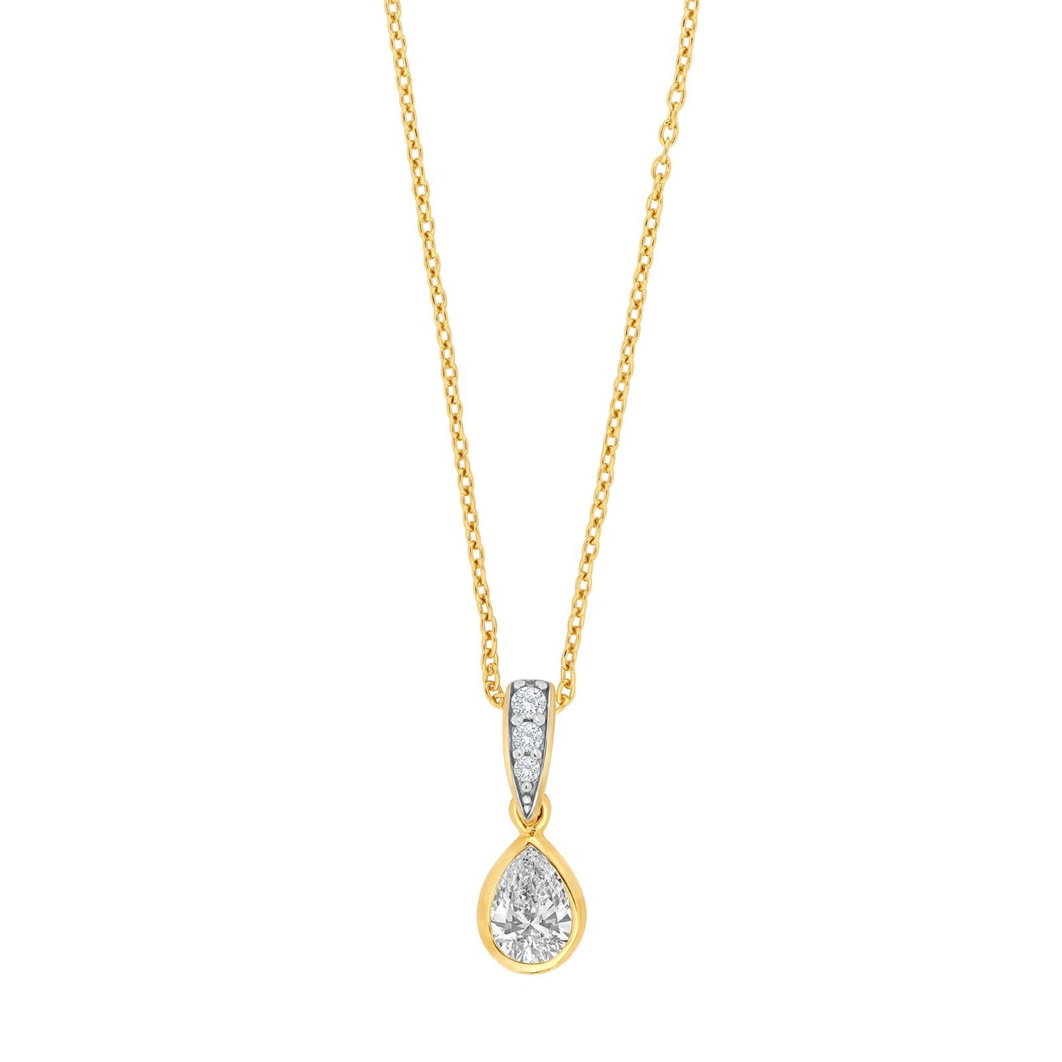 8ct. gold pendant w/cz incl. goldpl. chain