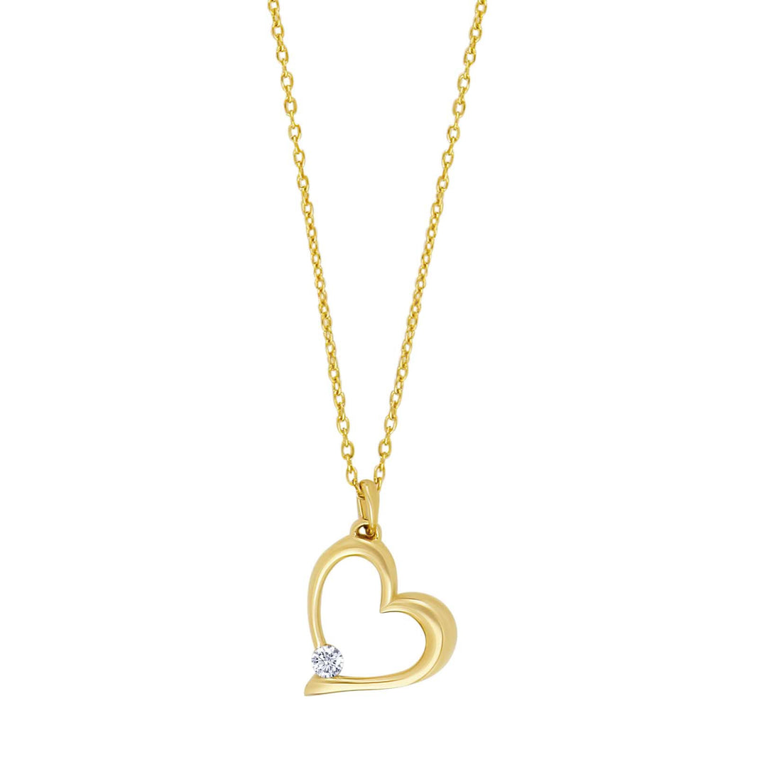 9ct. gold pendant heart w/cz incl. goldpl. chain