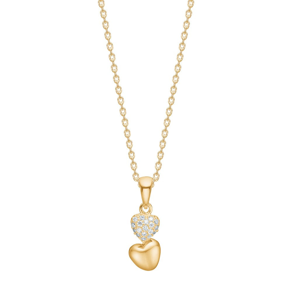 8kt. Gold Anhänger Herzen m. cz