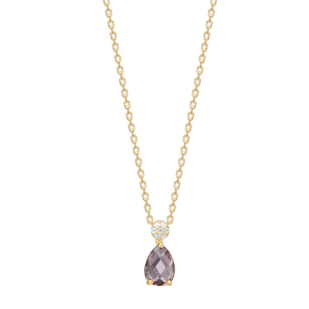 8kt. Gold Anhänger m. synt. Rauchquarz und cz