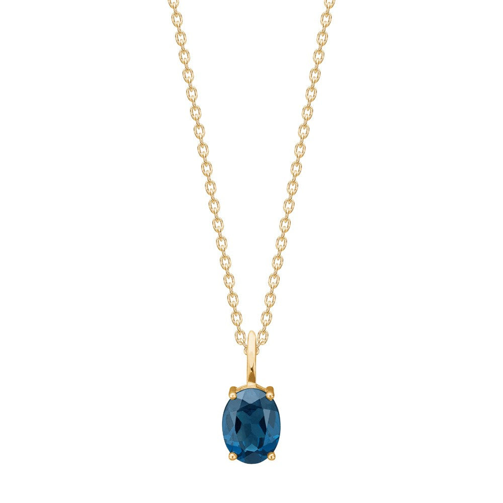 8kt. Gold Anhänger m. synt. Londoner blau Topas
