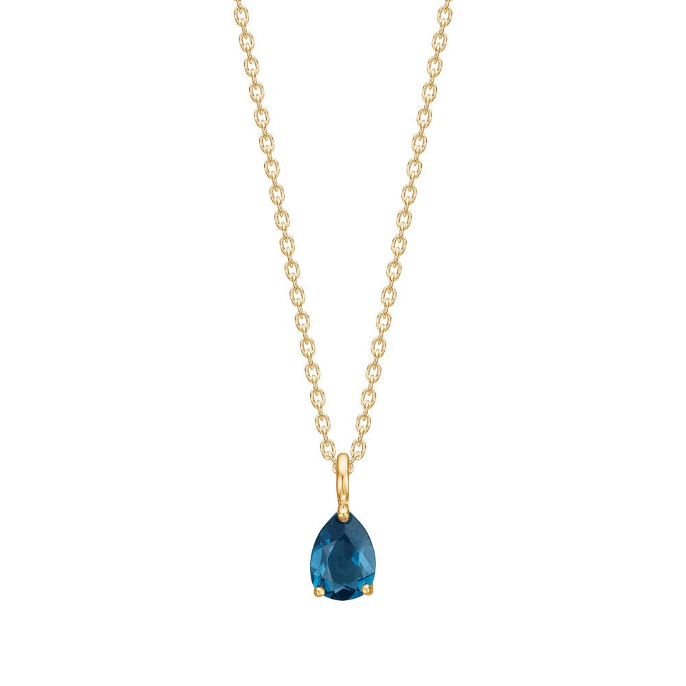8kt. Gold Anhänger m. synt. Londoner blau Topas