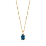 8kt. gold pendant with synthetic London blue topaz incl. gold-plated chain