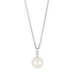 14 kt. hvidguldsvedhæng m/perle og dia. 0.045ct W/SI