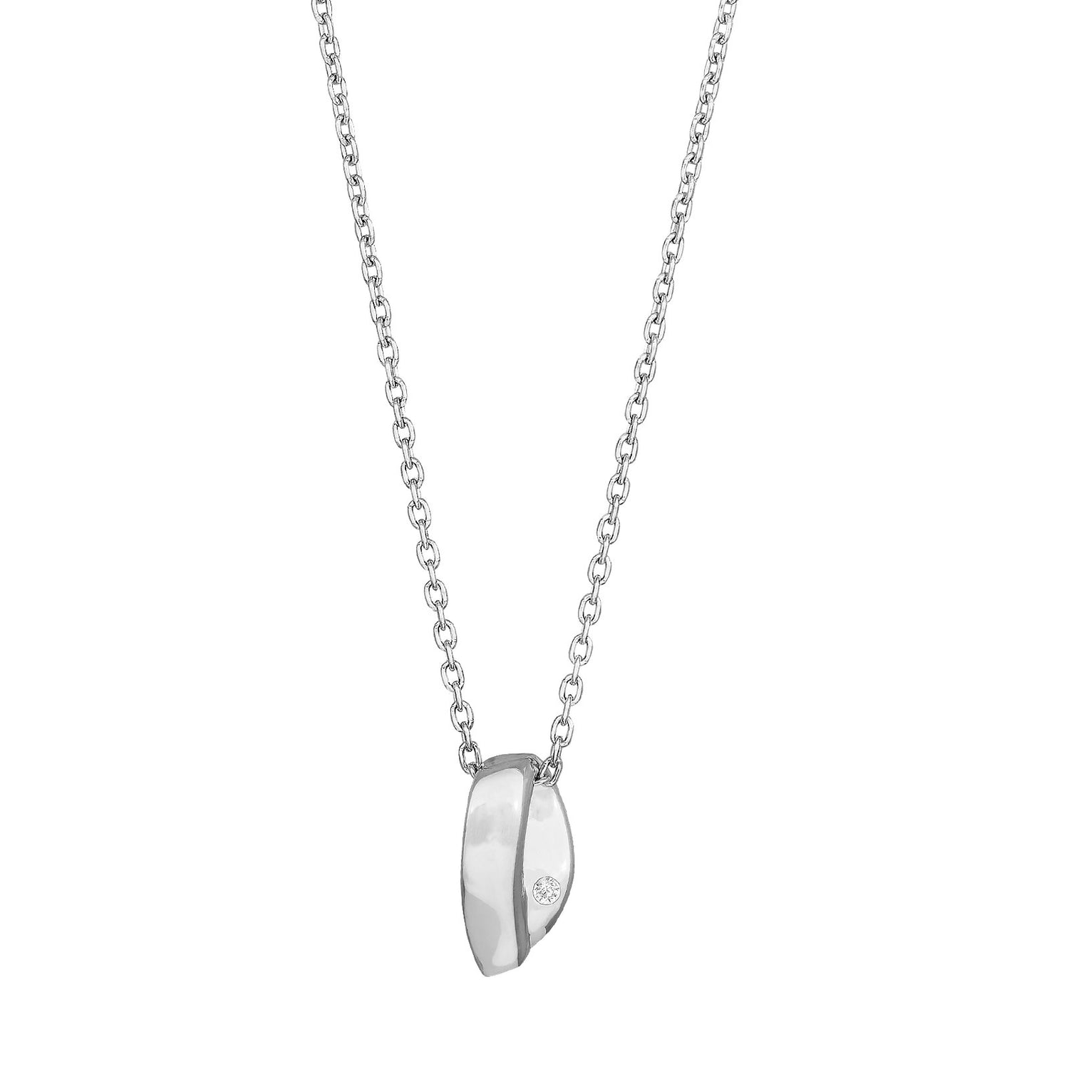 Rhod. silver necklace w/cz