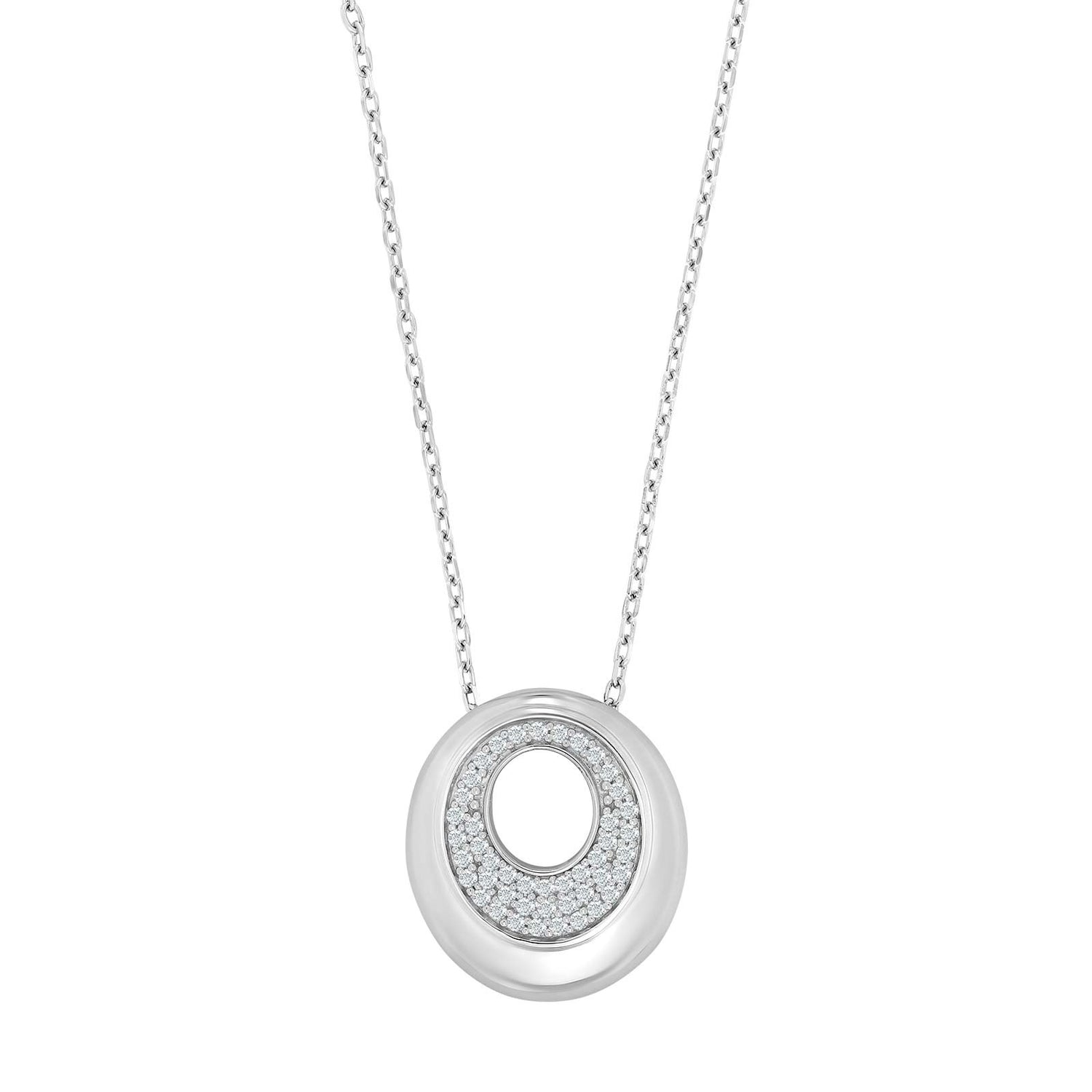Rhod. silver necklace w/cz