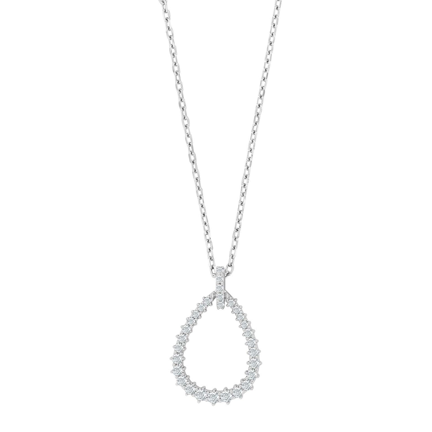 Rhod. silver necklace w/cz