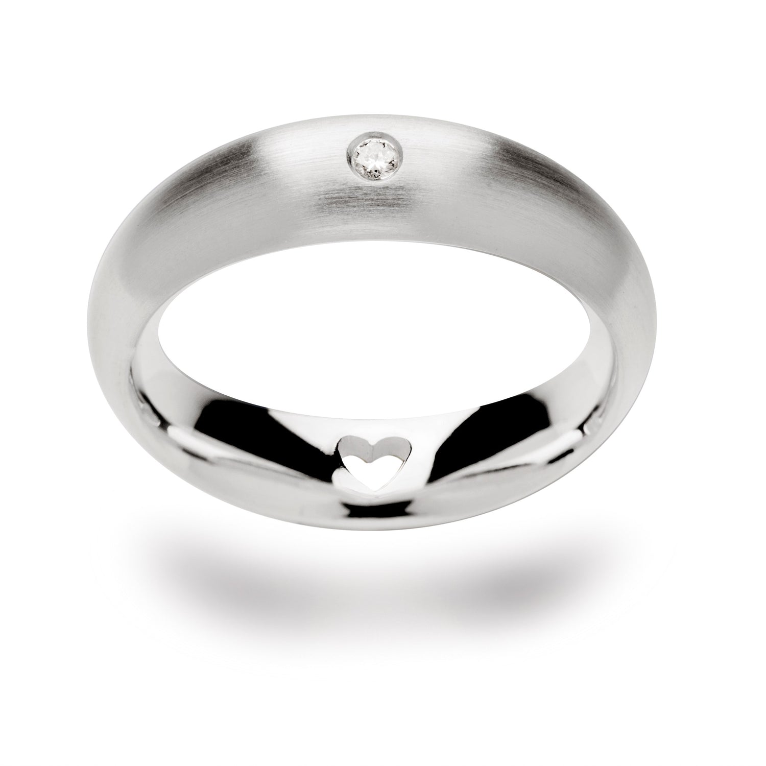 925/- Ring, Brillant 0,03ct W-SI matt - 52 / Nicht rhodiniert