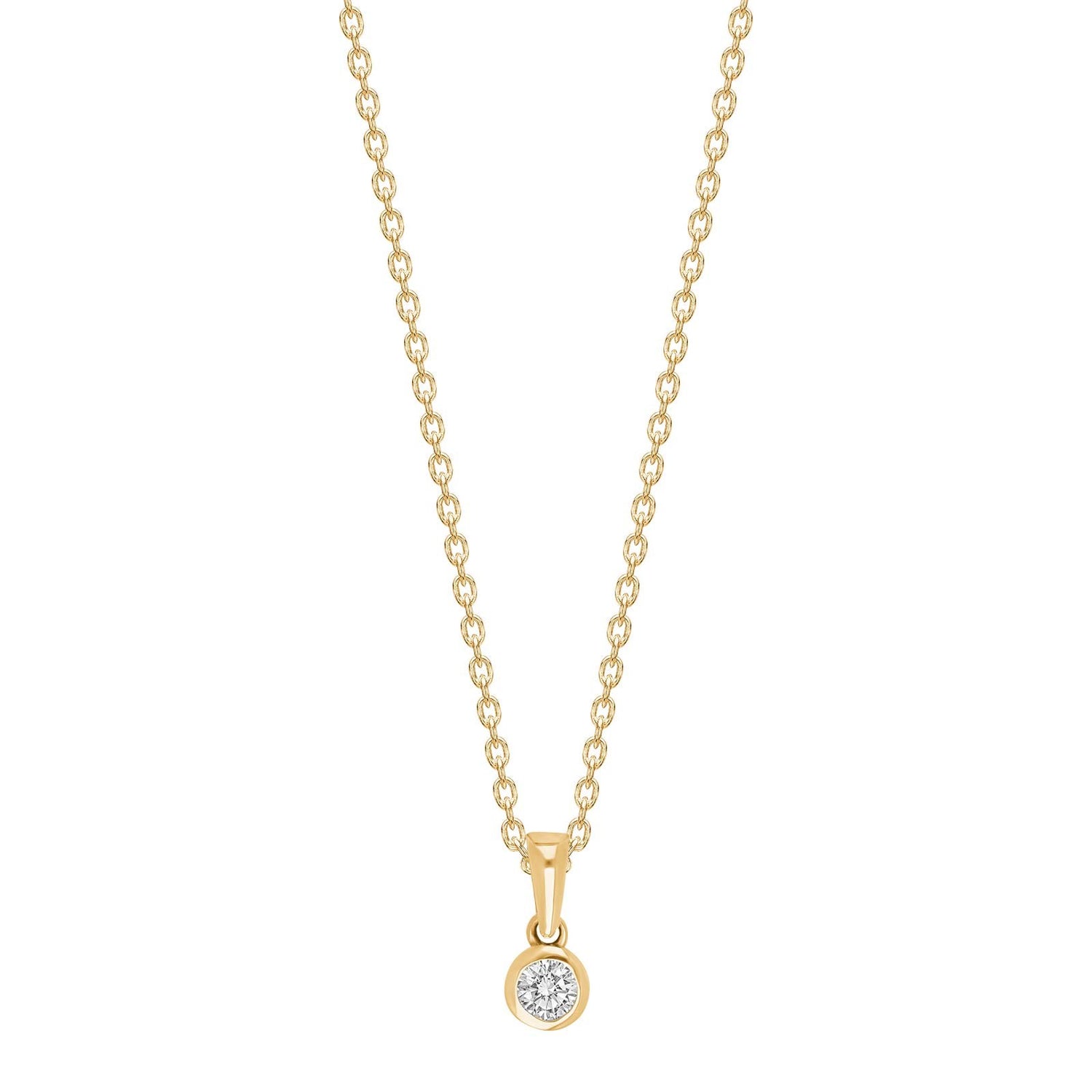 8kt. Gold Anhänger m/5mm cz m/verg. Silber Kette