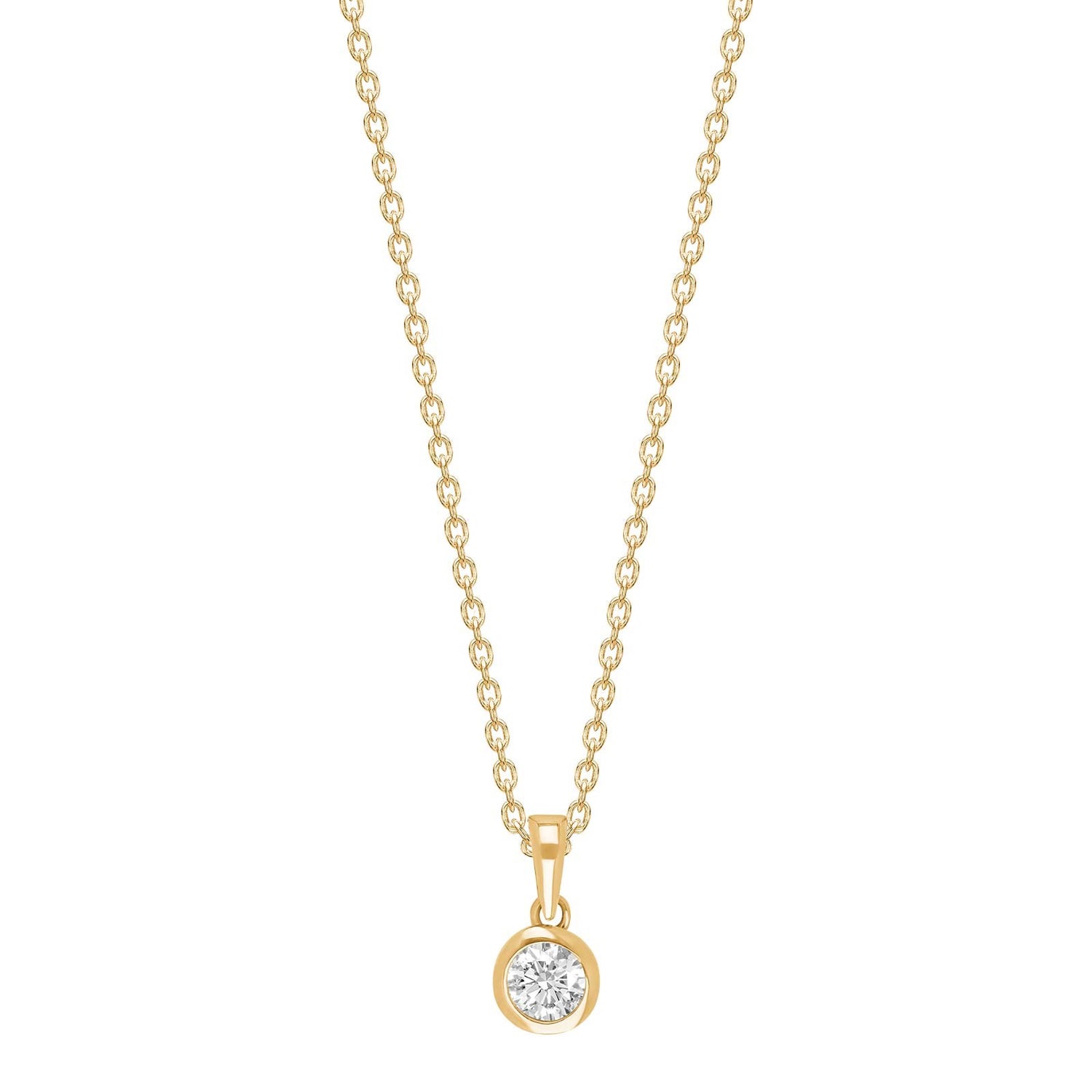 8kt. Gold Anhänger m/6mm cz m/verg Silber Kette
