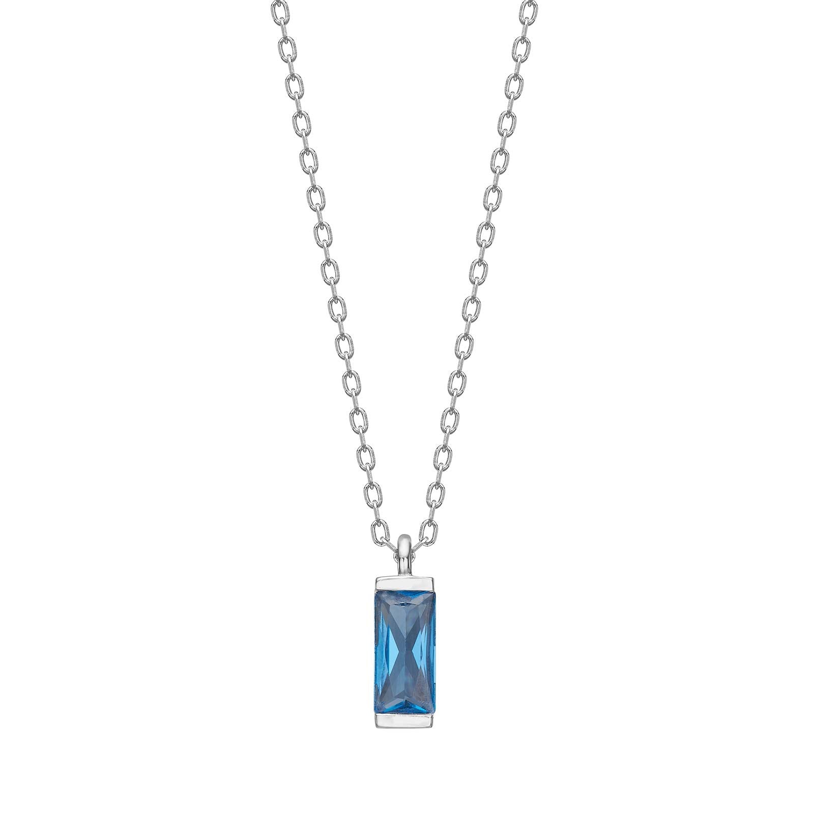 Rhd. silver necklace blue FACET52