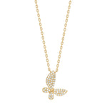 Goldp. silver necklace butterfly w/cz - RiveraNor