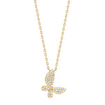 Goldp. silver necklace butterfly w/cz - RiveraNor