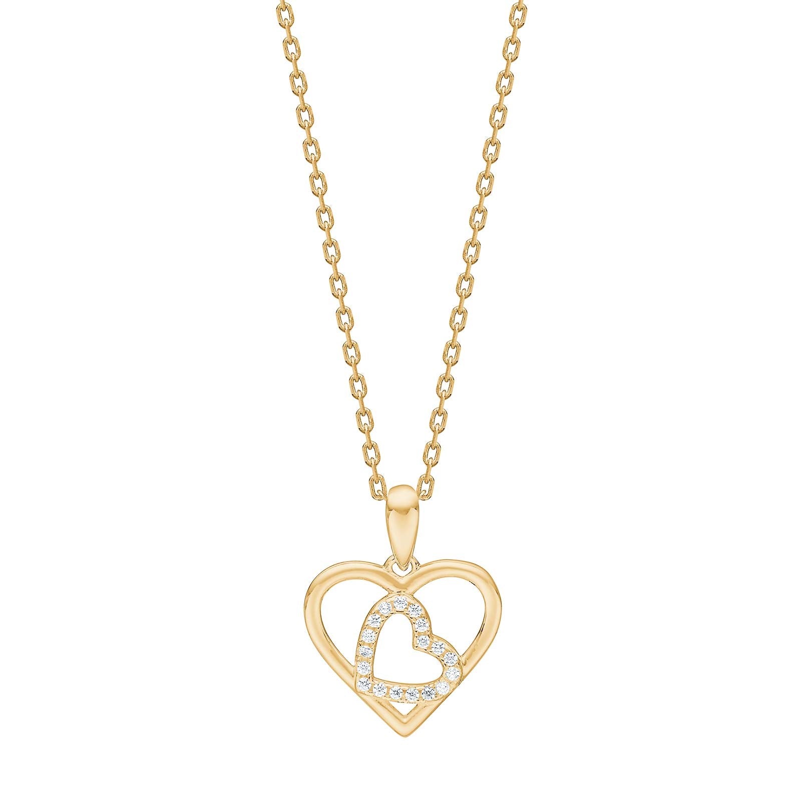 Goldp. silver necklace heart w/cz - RiveraNor