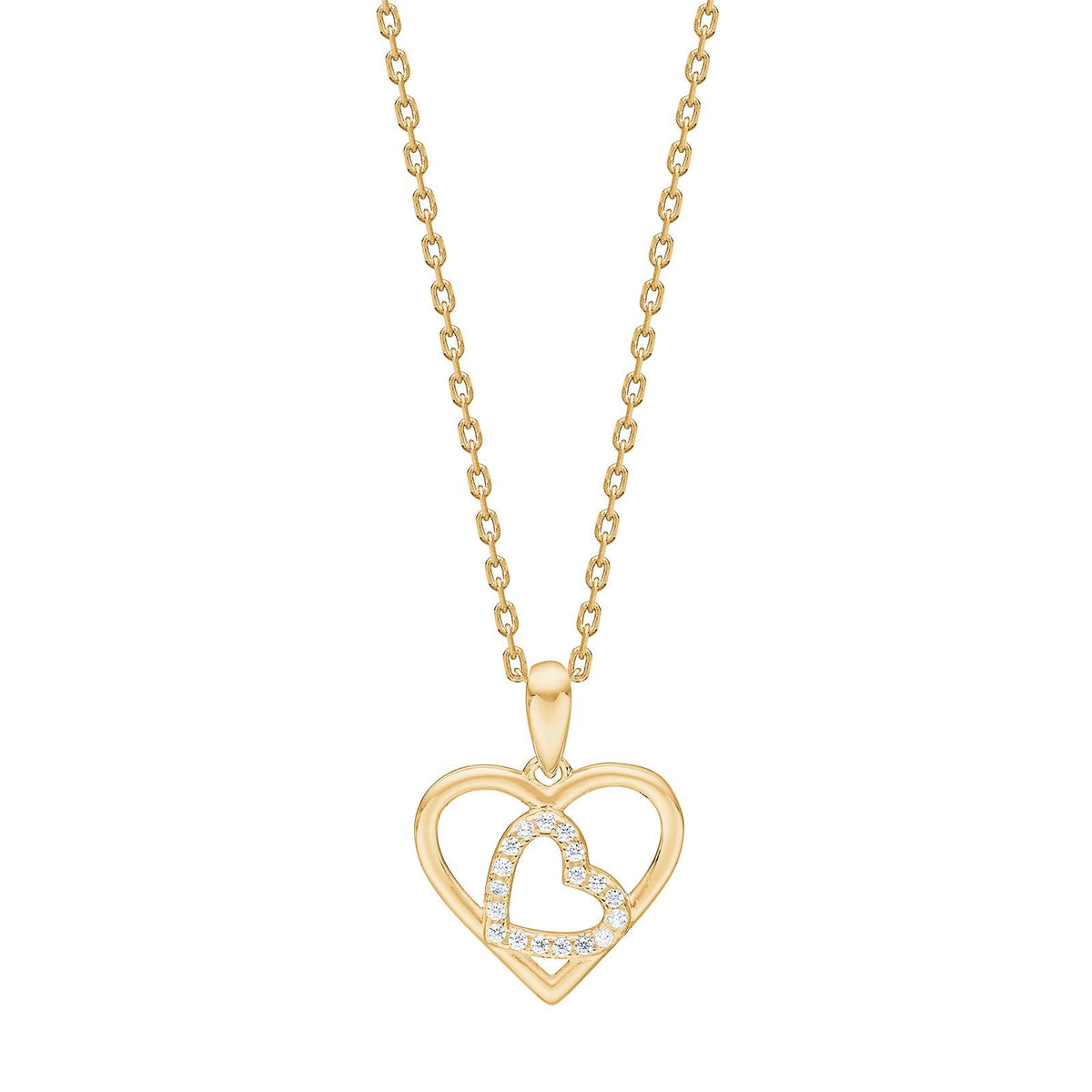 Goldp. silver necklace heart w/cz - RiveraNor