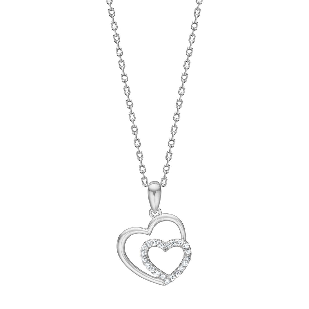 Rhod. Silber Halskette Herz m/cz - RiveraNor