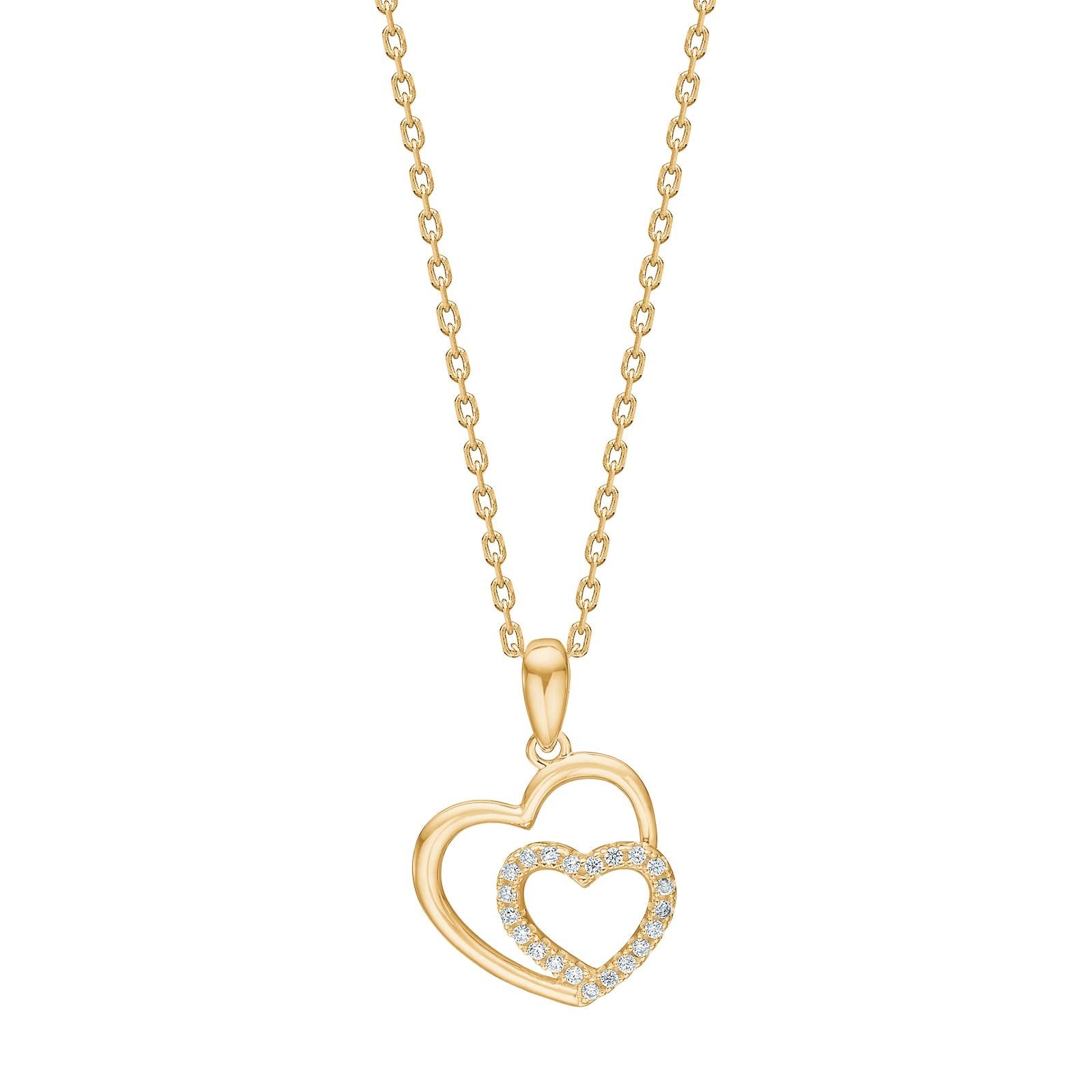 Goldp. silver necklace heart w/cz - RiveraNor