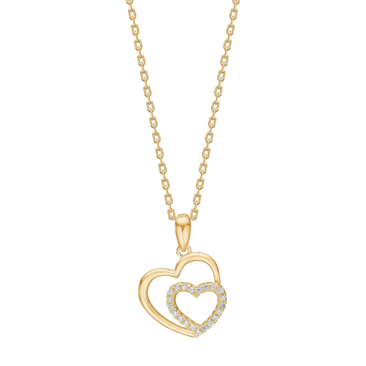 Goldp. silver necklace heart w/cz - RiveraNor
