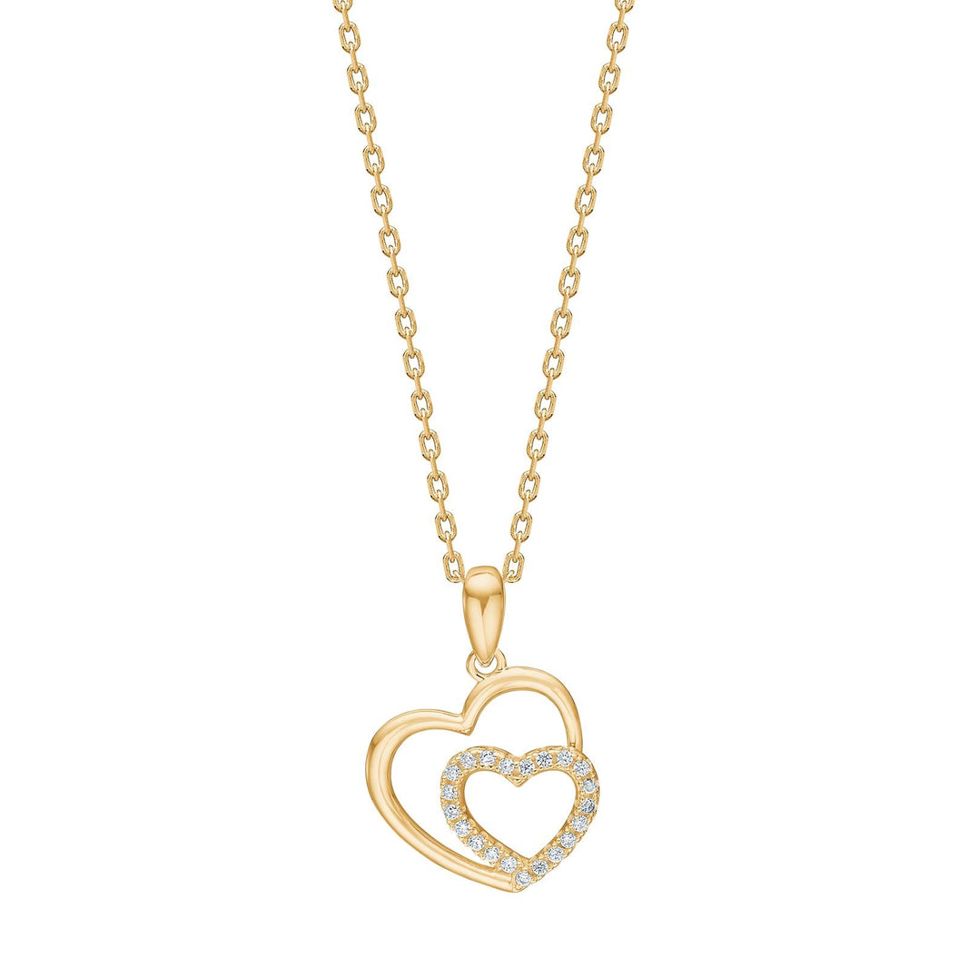 Goldp. silver necklace heart w/cz - RiveraNor