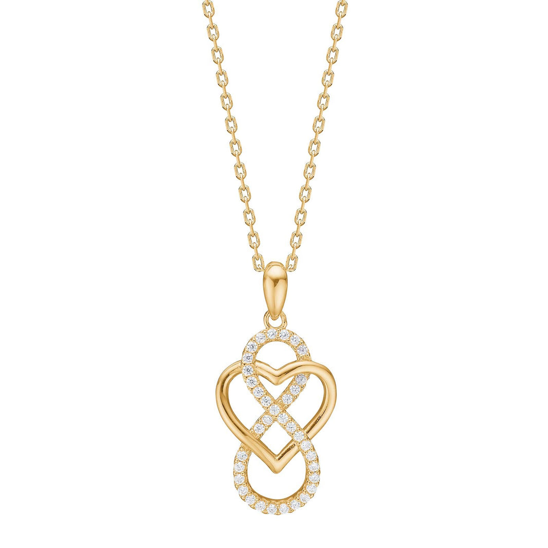 Goldp. silver necklace heart/angel w/cz - RiveraNor