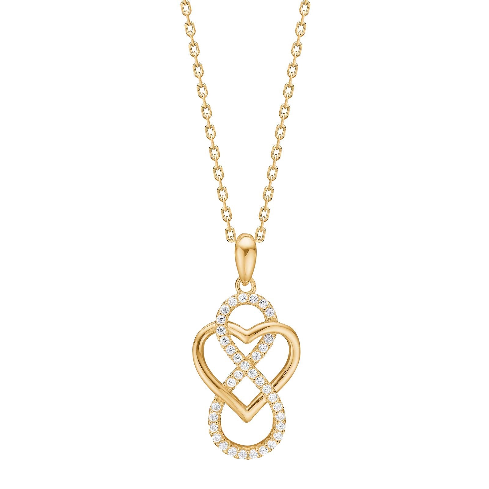 Goldp. silver necklace heart/angel w/cz - RiveraNor