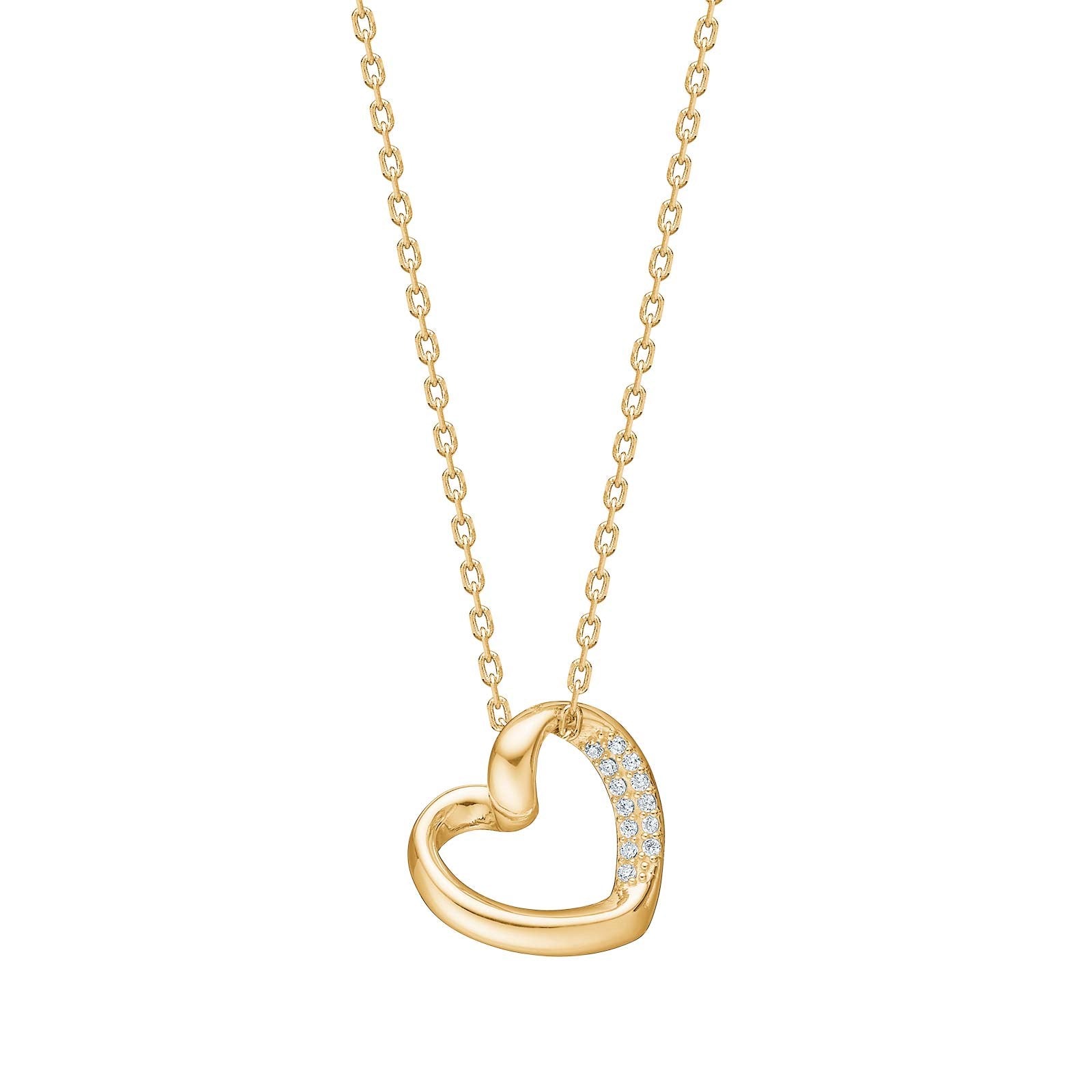 Goldp. silver necklace heart w/cz - RiveraNor